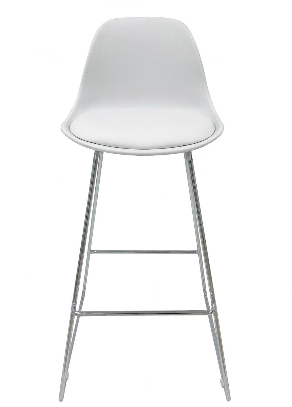 Taburete TOW FIBB, cromado, carcasa y tapizado blanco