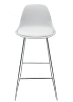 Taburete TOW FIBB, cromado, carcasa y tapizado blanco